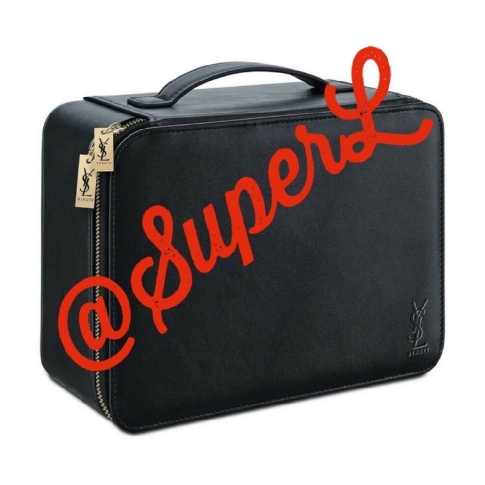 NEW YSL Yves Saint Laurent Black Cosmetics Makeup Case Train Makeup Bag Travel